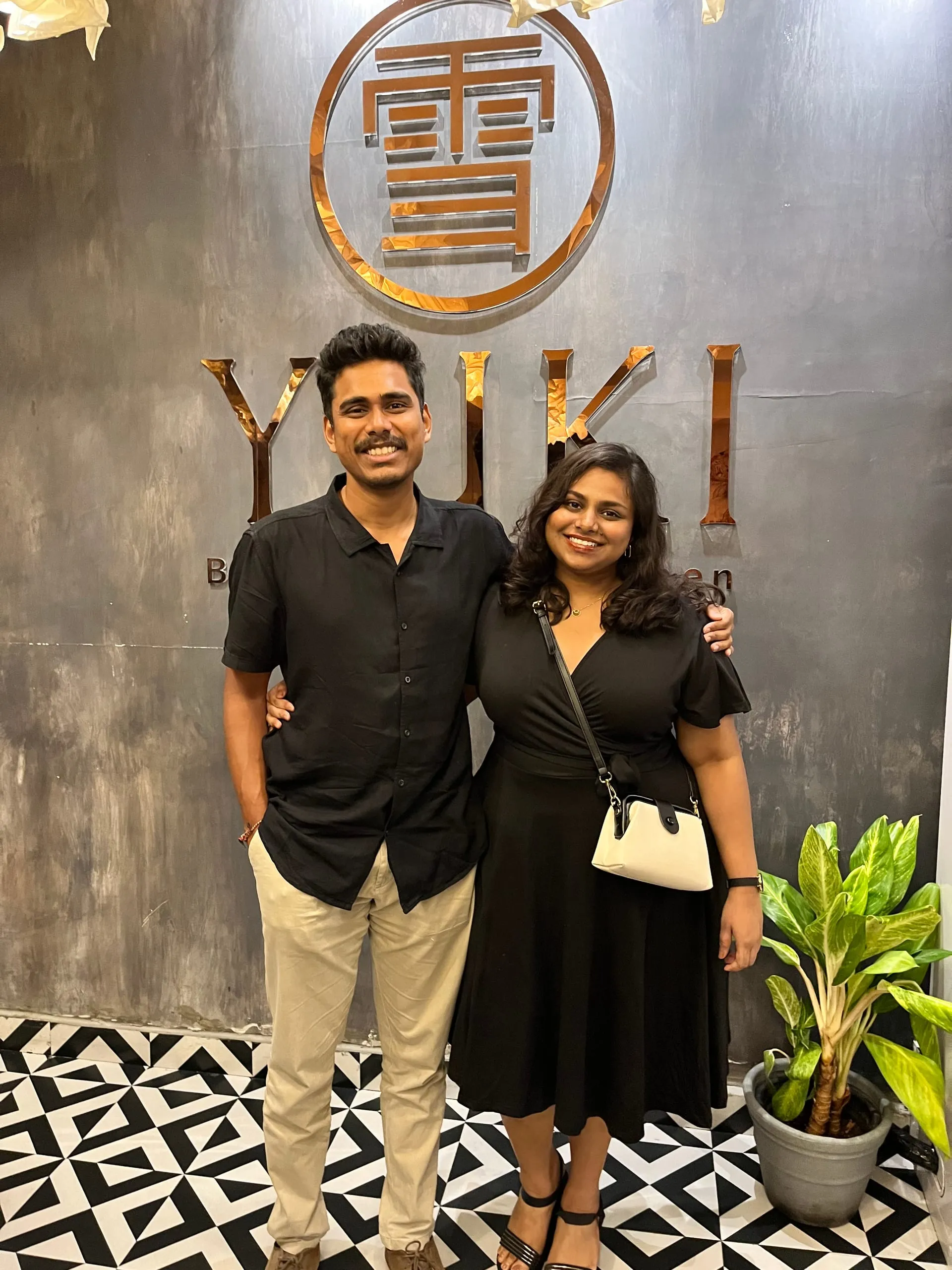 Swathi and Gautham at a restaurant